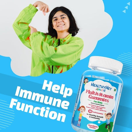 HealthyHey Junior Multivitamin Gummies - for Kids (2 to 9 yrs.) - For Healthy Growth & Immunity 30 Soft Gummies - HealthyHey Nutrition