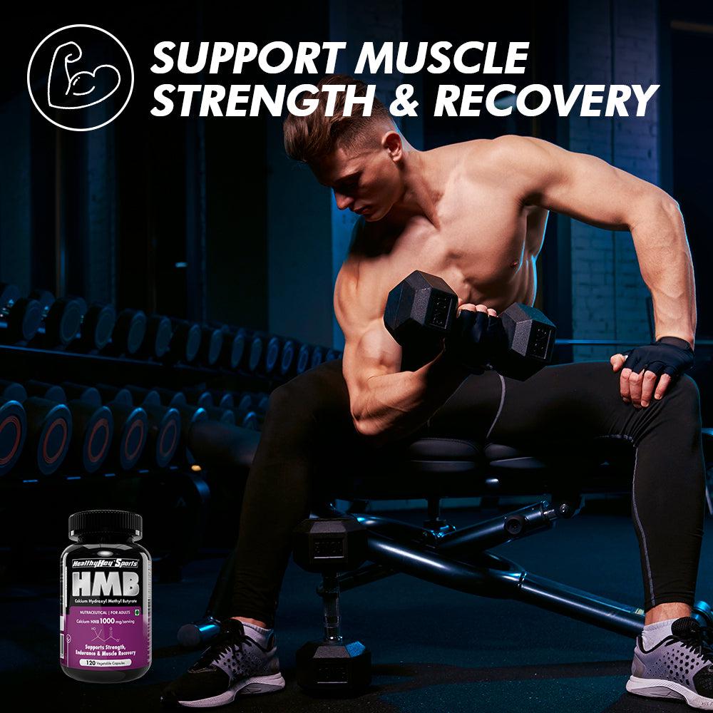 HMB, Support Strength, Endurance & Muscle recovery Calcium Hydroxyl Methyl Butyrate 120 Veg Capsules - HealthyHey Nutrition