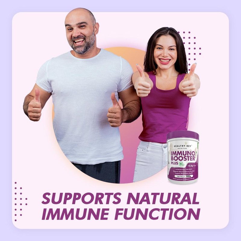 Immuno Booster Plus, Supports Natural Immune function - 12.5g per serving - 200g - Chocolate Cookie Cream Flavoured - HealthyHey Nutrition