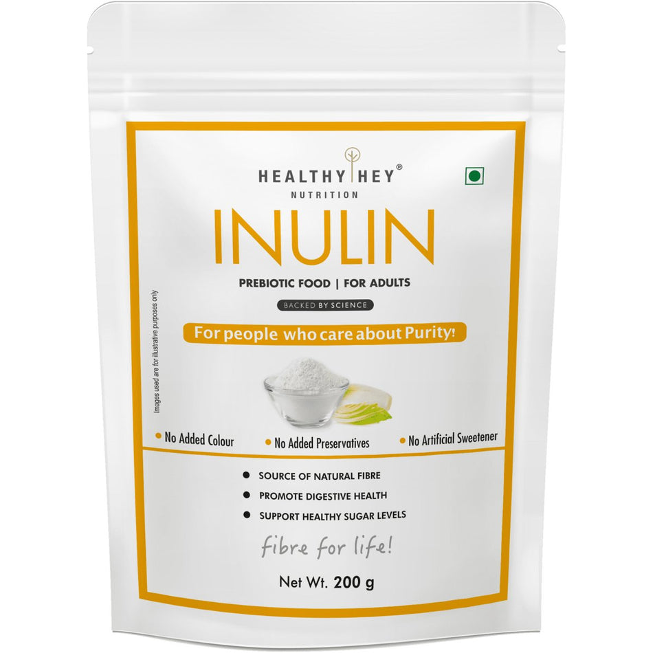 Inulin Powder,Source of natural fibre Prebiotic Food For Adults 200g - HealthyHey Nutrition