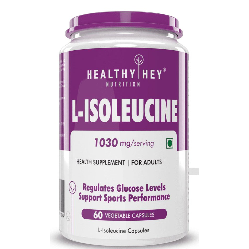 L-Isoleucine,Regulates Glucose Levels support 60 Veg Capsules - HealthyHey Nutrition