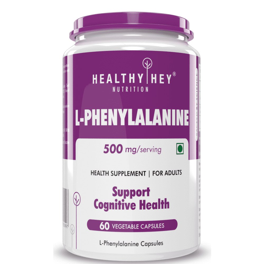 L-Phenylalanine,Support Cognitive Health 60 Veg Capsules - Vegan - Gluten Free - Non GMO - HealthyHey Nutrition