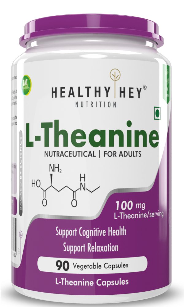 L-Theanine, Support cognitive Health relaxation -90 Veg Capsules - HealthyHey Nutrition