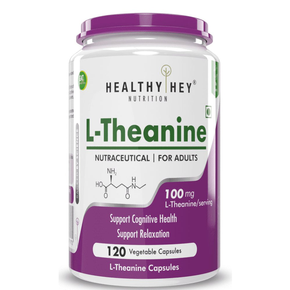 L-Theanine, Support cognitive Support Health relaxation 120 Veg Capsules - HealthyHey Nutrition