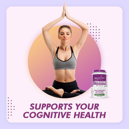 L-Tyrosine, Supports cognitive health stress & fatigue 120 veg Capsules - HealthyHey Nutrition