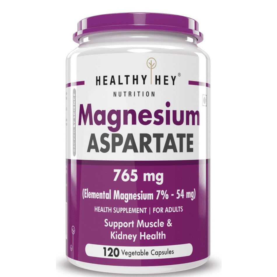 Magnesium Aspartate,Support Muscle & Kidney Health -120 Veg Capsules - HealthyHey Nutrition