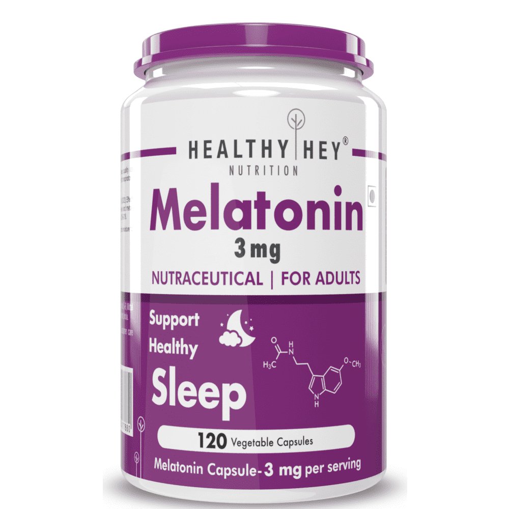 Melatonin, support healthy 120 veg capsules -Promotes Sleep and Relaxation - HealthyHey Nutrition