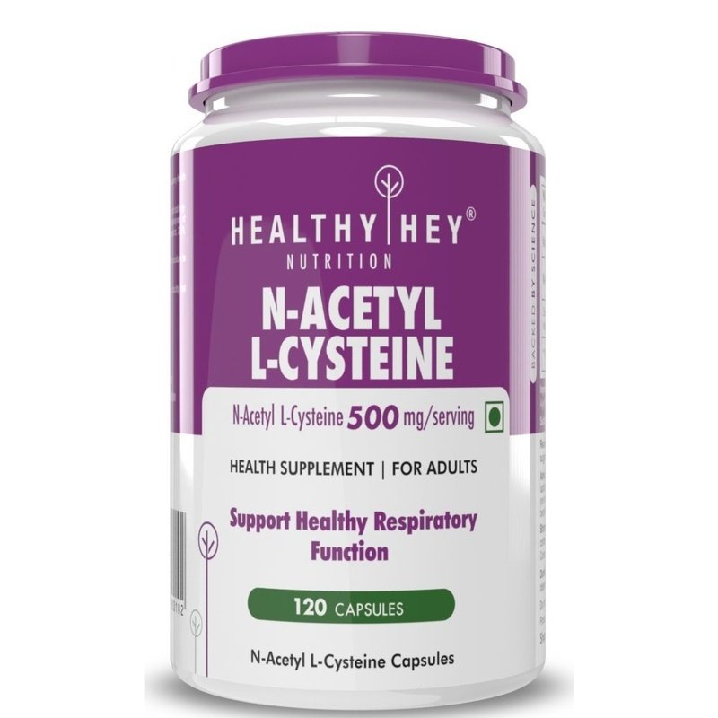 N-Acetyl L-Cysteine, Support Healthy Respiratory function (NAC) - Non-GMO -Gluten Free -Pack of 120 Veg. Capsules - HealthyHey Nutrition