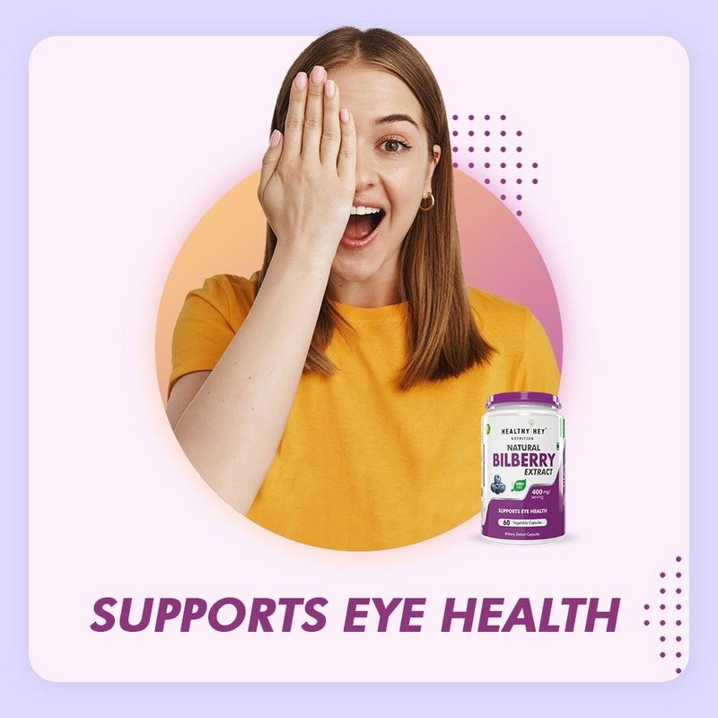 Natural Bilberry Extract, Supports Eye Health 60 veg capsules - HealthyHey Nutrition