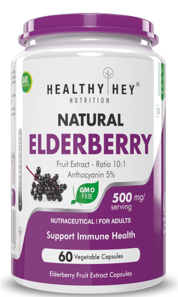 Natural Elderberry Fruit Extract,Immune support 60 veg capsules - HealthyHey Nutrition