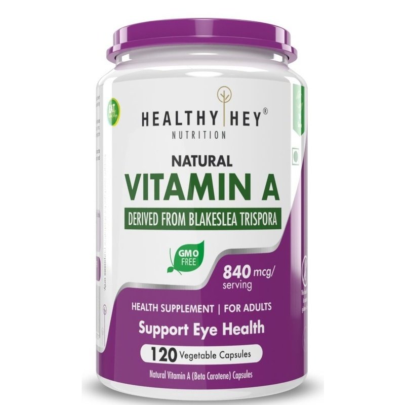 Natural Vitamin A, Supports Eye Health from Beta Carotene | Non-Synthetic | Non-GMO | -120 Veg Capsules - HealthyHey Nutrition