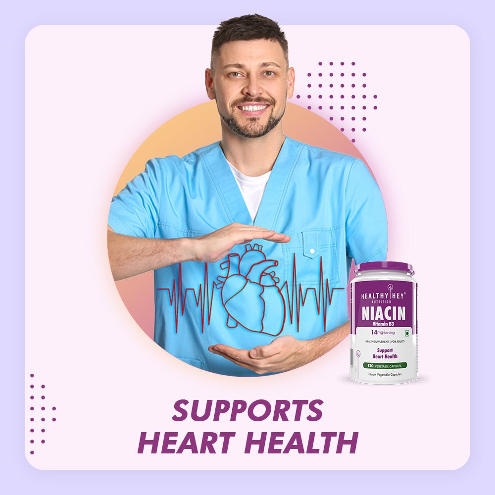 Niacin Vitamin B3, Support Heart Health 120 Veg Capsules - HealthyHey Nutrition