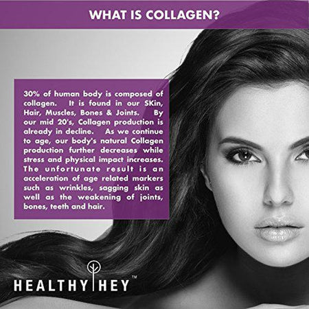 Pure Collagen Powder | Collagen Supplement for Glowing Skin | Pure Hydrolysed Collagen Powder for Women and Men | Unflavoured-250 gm - HealthyHey Nutrition