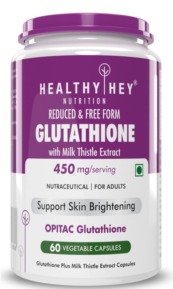 Reduced Glutathione with Milk Thistle, Support Skin Lightening & Liver Health - Produced in Japan - 60 Veg Capsules - HealthyHey Nutrition