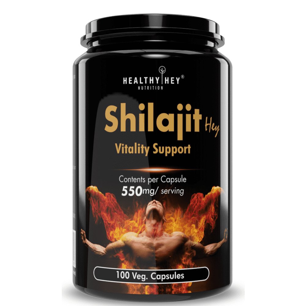 Shilajit | Helps Boost Stamina | with Safed Musli, Tribulus and Ashwagandha 100 Vegetable Capsules - HealthyHey Nutrition