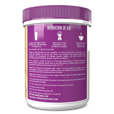 Skin Glow-n-Shine Collagen Power 200g | Hydrolysed Collagen for Women and Men with Hyaluronic Acid, Biotin and Vitamin C for Healthy Skin, Hair and Nails - HealthyHey Nutrition