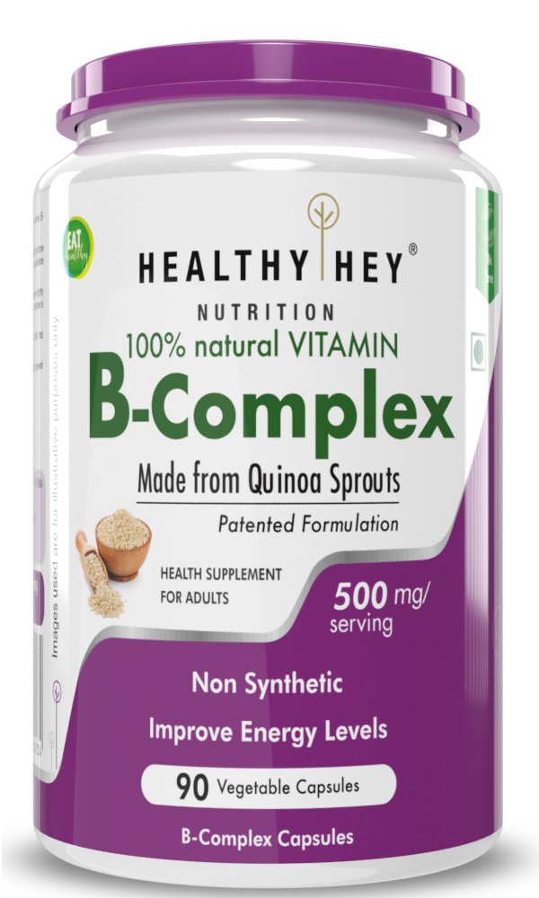 Vitamin B-Complex, Non Synthetic Improves Energy Levels capsules - HealthyHey Nutrition