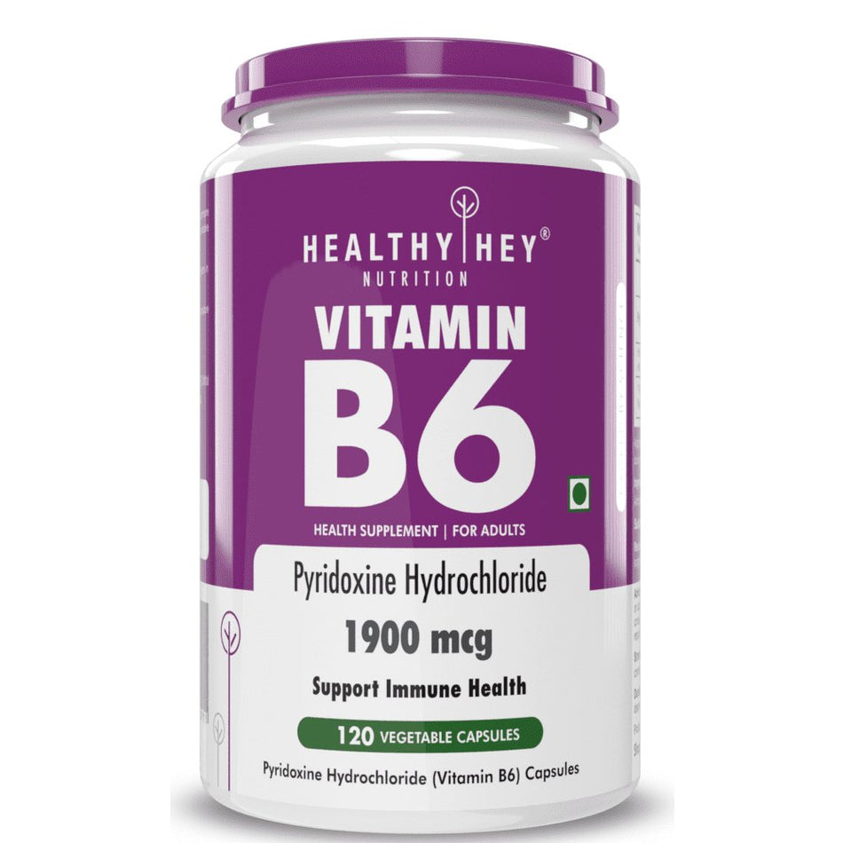 Vitamin B6,Support Immune Health - 120 Veg. Capsules - HealthyHey Nutrition