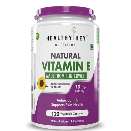 Vitamin E Capsules,| Vitamin E for Skin & Hair | Sunflower - D-Alpha-Tocpherol -120 Veg Capsules - HealthyHey Nutrition